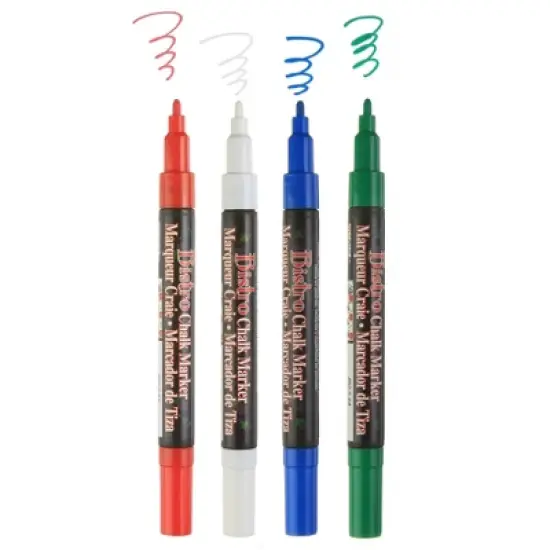 Marvy Uchida&reg; Bistro Chalk Markers, Fine Tip, 4-Color Set, Red, Green, Blue, White image {2}