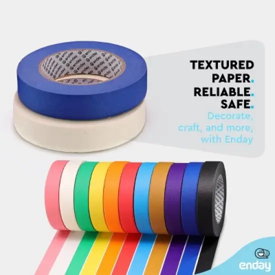 Enday Colored Masking Tape 1080 Ft x 1 in - Masking Tape 1 Inch Wide x 160 Feet (60 Yards) Each Roll - Color Masking Tape image {3}