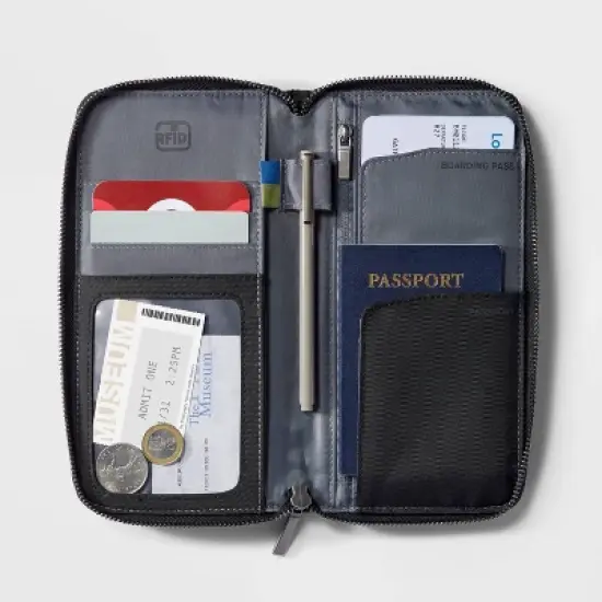 RFID Blocking Passport and Visa Holder Travel Wallet - Open Story&trade; image {1}