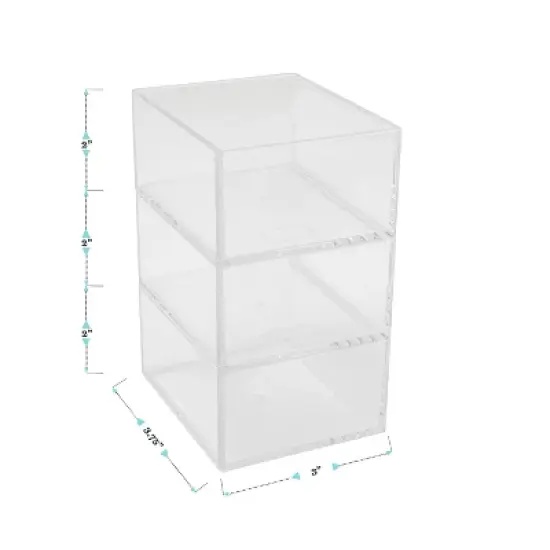 Martha Stewart Brody 3 Pack Stack and Slide Plastic Tray Office Desktop Organizer, 3" x 3.75" image {9}