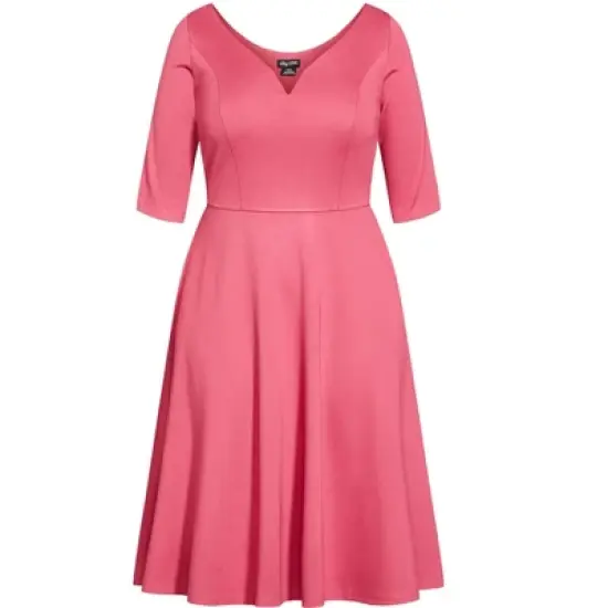 Women's Plus Size Cute Girl Elbow Sleeve Dress - rosy | CITY CHIC image {2}
