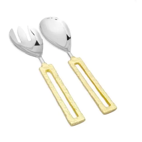 Classic Touch Set of 2 Salad Servers with Square Gold Loop Handles image {3}