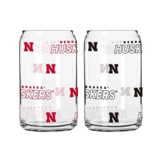 NCAA Nebraska Cornhuskers 2pk Glass Can - 16oz image {1}