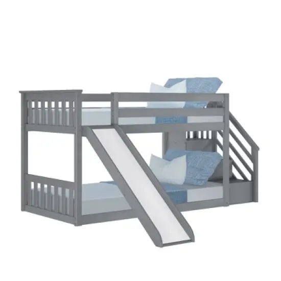 Max & Lily Twin Low Bunk Bed w/ Staircase and Slide image {7}