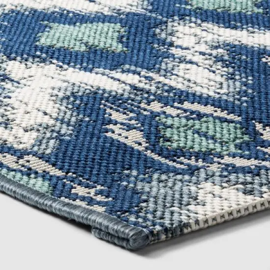 Ikat Outdoor Rug Blue - Threshold image {1}