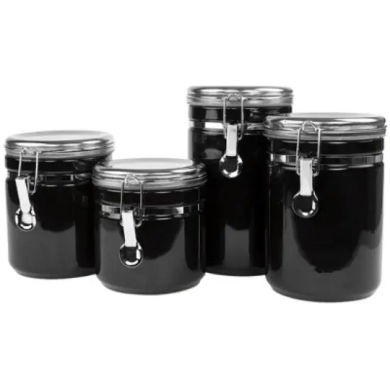 Home Basics 4 Piece Canister Set with Stainless Steel Tops image {1}