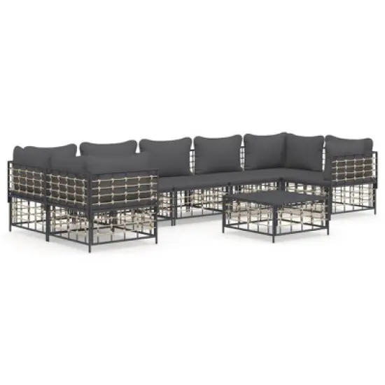 vidaXL Garden Lounge Set Anthracite Poly Rattan Large Modular image {9}