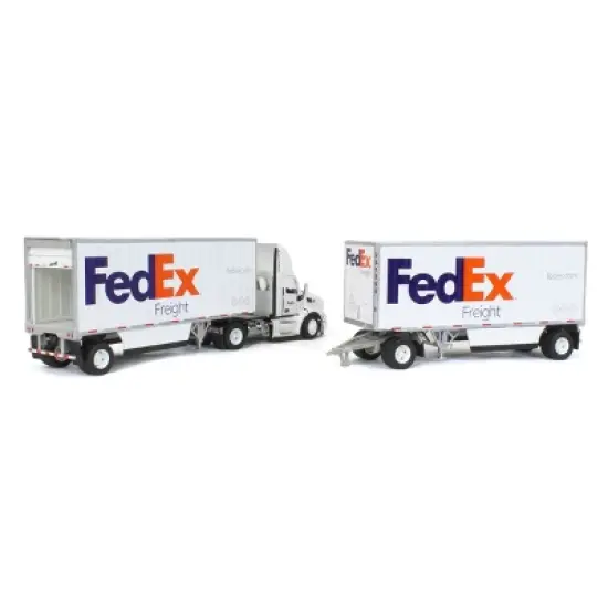 Diecast Masters 1/50 Limited Edition FedEx Peterbilt 579 Single Axle Day Cab w/ 2 Wabash 28&rsquo; Pup Trailers 65190 image {3}