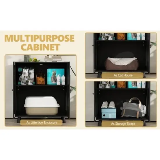 FUFU&GAGA Cat Cabinet Organiser Sisal Cabinet Doors Safe and Natural image {4}