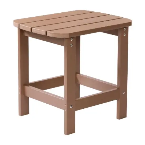 Emma and Oliver Indoor/Outdoor Polyresin Adirondack Side Table for Porch, Patio, or Sunroom image {18}