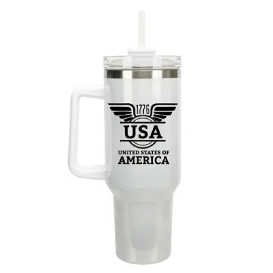 100 North USA United States of America 1776 Wings Wrap-Around 40 Oz. Stainless Steel Water Bottle Coffee Mug, Spill & Leak Resistant, Travel Tumbler image {5}