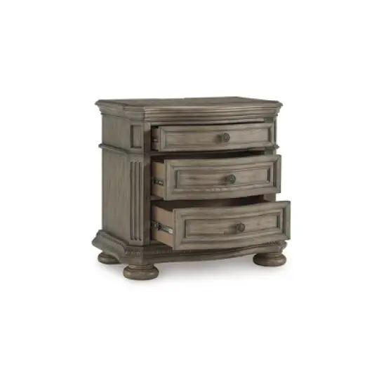 Signature Design by Ashley Ardenfield Three Drawer Night Stand with USB Ports, Light Brown image {1}