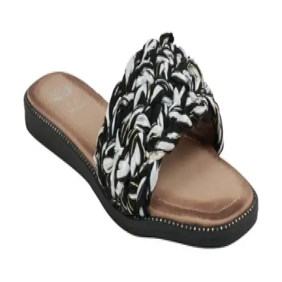 GC Shoes Arly Woven Squared Toe Slide Flat Sandals image {5}
