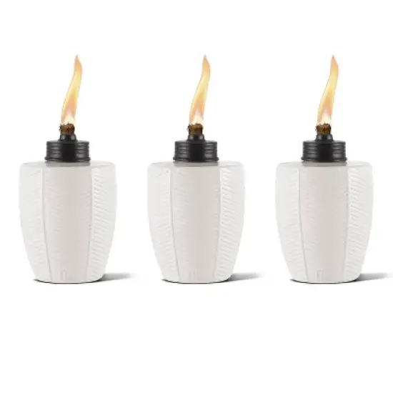 Tiki 3pk Herringbone Tabletop Glass Outdoor Torch Ivory image {5}