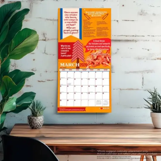 BrownTrout I Love Bacon 2026 12"x24" Hanging Square Wall Calendar Plastic-Free image {4}
