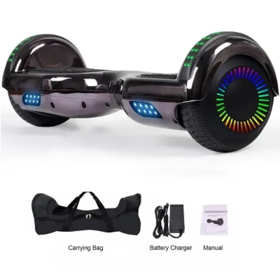 GlareWheel M3 Hoverboard LED Light Bluetooth Chrome Black image {7}