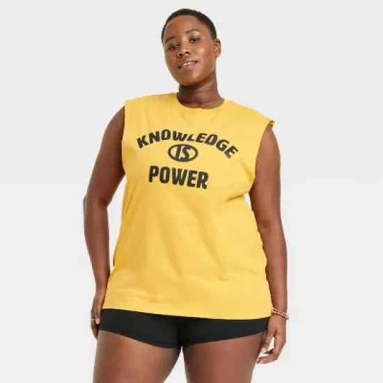 Women's Philadelphia Printworks Knowledge is Power Graphic Tank Top - Gold image {4}