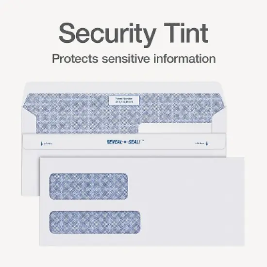 Quality Park Reveal-N-Seal Self Seal Security Tinted #10 Double Window Envelope 4 1/8" x 9 1/2" image {2}