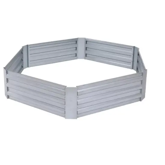 LuxenHome Galvanized Steel Hexagon Raised Garden Bed Planter Silver image {5}