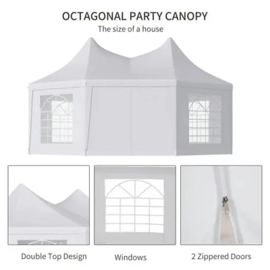 Resenkos Canopy, Outdoor Canopy Tent,Wedding Tent with Sidewalls, Heavy Duty Event Tent with 2 Doors and 6 Windows, White image {3}