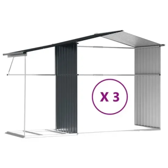 vidaXL Garden Shed Anthracite Galvanized steel, Polypropylene Large image {8}