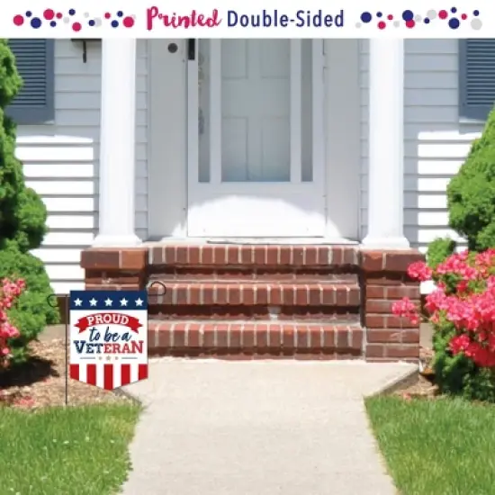 Big Dot of Happiness Happy Veterans Day - Outdoor Home Decorations - Double-Sided Patriotic Garden Flag - 12 x 15.25 inches image {1}