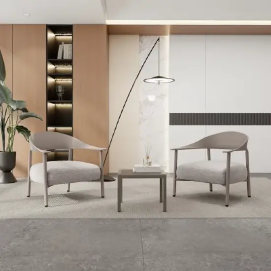 3-Piece Patio Conversation Set with 2 Cushioned Chairs and Coffee Table, Small Space Outdoor Furniture for Balcony or Porch-The Pop Home image {8}