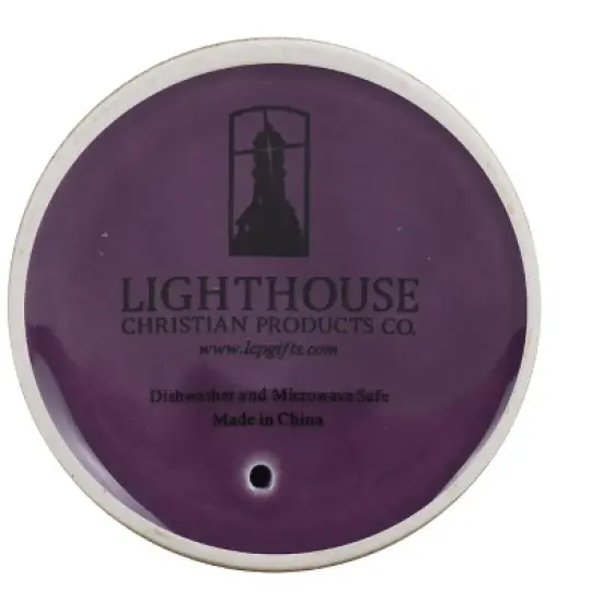 Lighthouse Christian Products Grateful Textured Dipped 12 ounce Ceramic Stoneware Travel Tumbler Mug, Dark Purple image {4}