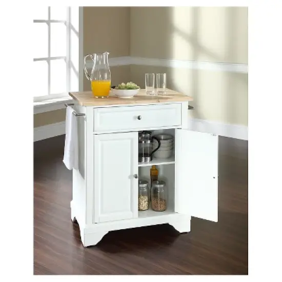 LaFayette Natural Wood Top Portable Kitchen Island - White - Crosley image {3}