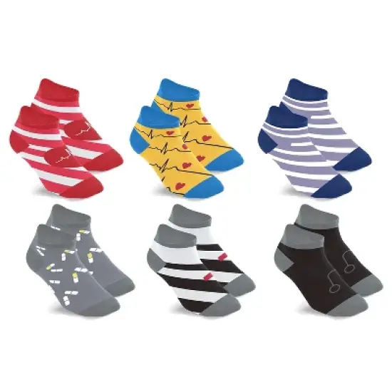 Copper Zone Medical Prints Nurse Inspired Ankle-Length Compression Socks - 6 Pair Pack image {11}