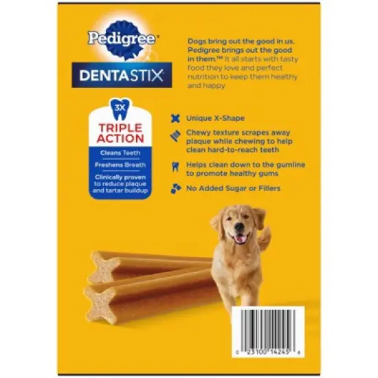 Pedigree Dentastix Chicken, Beef, and Peppermint Flavor Adult Large Breed Dental Dog Treats - 2.73lbs image {2}