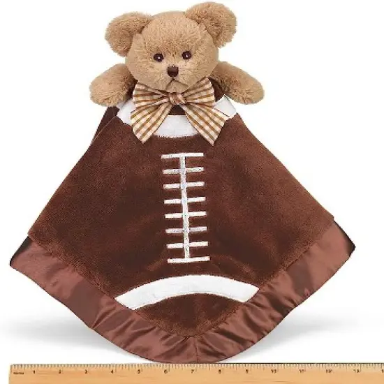 Bearington Baby Touchdown Snuggler, Football Plush Stuffed Animal Teddy Bear Security Blanket, Lovey 15" image {1}