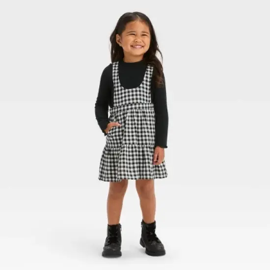 Toddler Girls' Gingham Checkered Skirtall Set - Cat & Jack&trade; Black image {3}