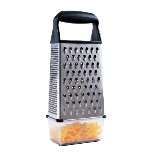 OXO Softworks Box Grater: Stainless Steel Cheese Shredder with Soft-Grip Handle & Storage Box, Dishwasher-Safe image {2}