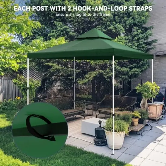 Yescom 10x10Ft UV30+ Gazebo Replacement Top for 2 Tier Outdoor Canopy Cover Patio Backyard Party Deck Green image {4}