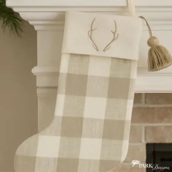 Eva & Co Signature Antler Check Christmas Stocking image {4}