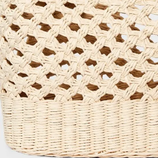 Straw Circle Handle Tote Handbag - A New Day&trade; Ivory: Woven Structured Bag, Paper Straw Material image {4}
