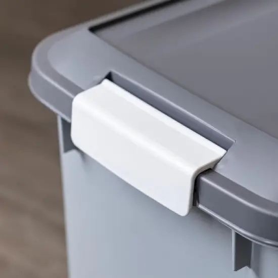 IRIS USA 30 lbs Dog Food Storage Container with Wheels, Airtight Lid, 2-Cup Scoop, 2 Pack, Gray/Dark Gray image {5}