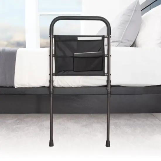 Stander Stable Bed Rail with Support Legs for Seniors, Black image {7}