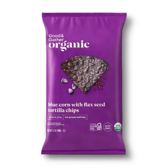 Organic Blue Corn Tortilla Chips with Flax Seeds - 12oz - Good & Gather&trade; image {4}