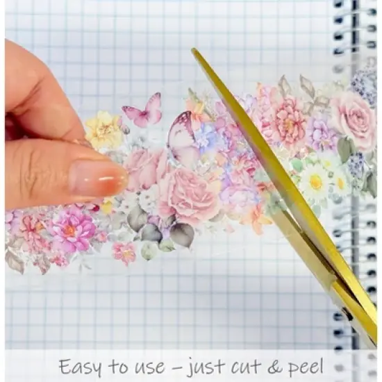 Wrapables Classic Floral PET Washi Tape for Scrapbooking, Stationery, Journaling, Diary, Card Making (Set of 2) image {3}