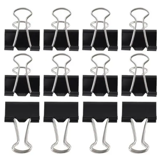 Unique Bargains Metal Classic Black Spring Loaded Binder Clips 25mm Width 12 Pcs image {5}