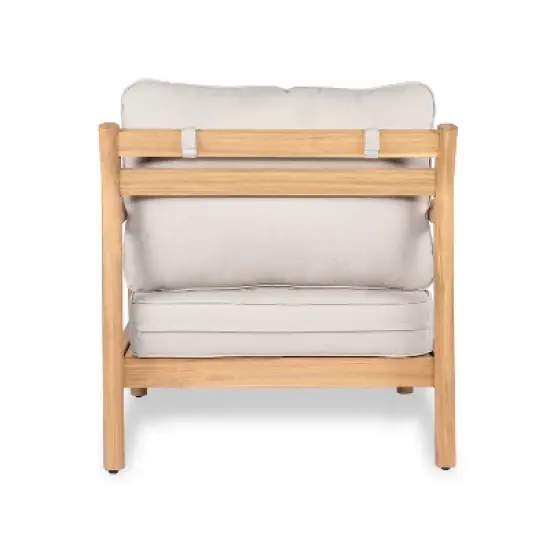 Christopher Knight Home Shane Rustic Patio Acacia Wood Club Chair with Water-Resistant Cushion, Teak /Beige image {5}