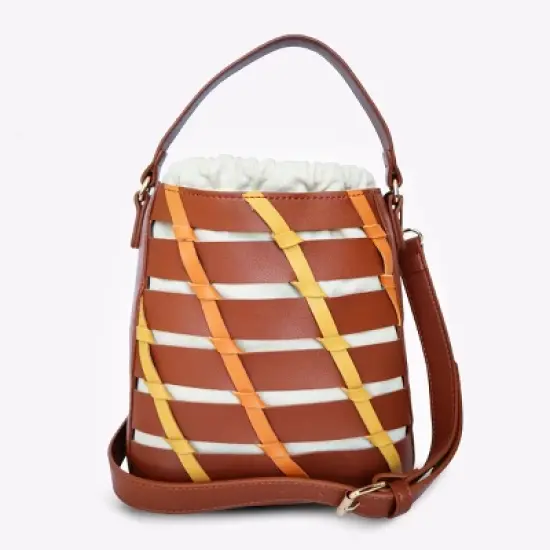 MERSI Kara Woven Crossbody Bucket & Top Handle Bag image {4}