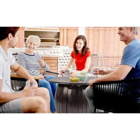 Fire Sense 44&rdquo; Grand Cooper Aluminum Gas Fire Pit 55,000 BTU Multi-Functional - Protective Cover and Clear Fire Glass - Round - Bronze Finish image {2}