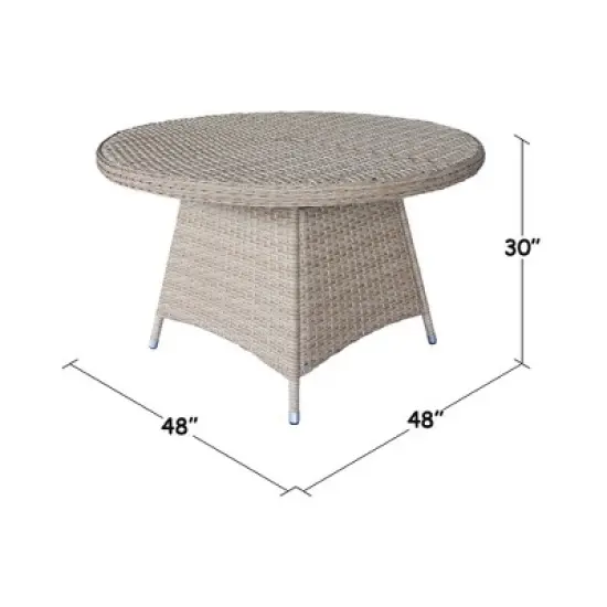 International Concepts Wicker Round Outdoor Patio Dining Table Beige: Aluminum Frame, 6-Seater, Umbrella Hole image {4}