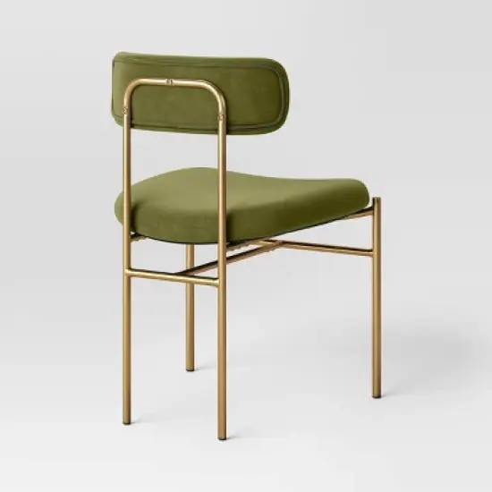 Orion Luxe Dining Chair with Brass Legs Olive Green Velvet - Threshold&trade; image {3}