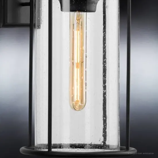 Urban Ambiance Luxury Farmhouse Outdoor Wall Sconce 17''H x 7.5''W,  Midnight Black Finish,  Henderson Collection, UHP1301 image {6}