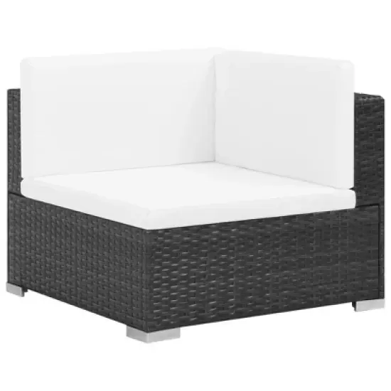 vidaXL Patio Sofa Set Set of 8 Black with Cream cushions image {2}