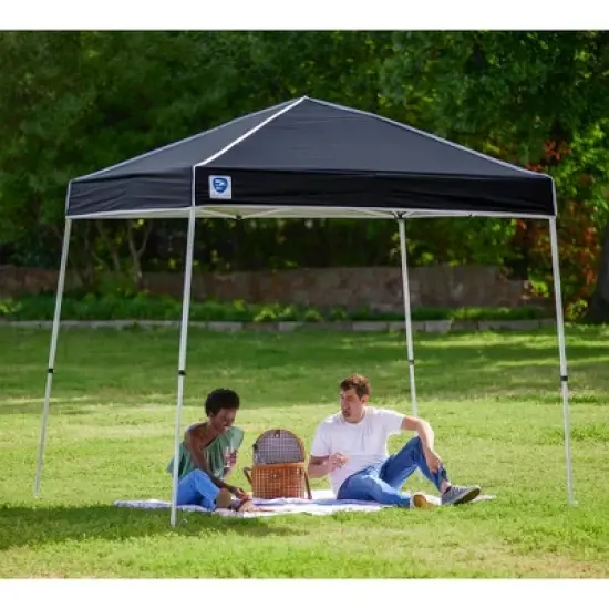 Z-Shade Angled Leg Canopy Tent with Push Button Locking System and 4 Pack of 5 Pound Plastic Concrete Filled Leg Weight Plates, Black image {3}